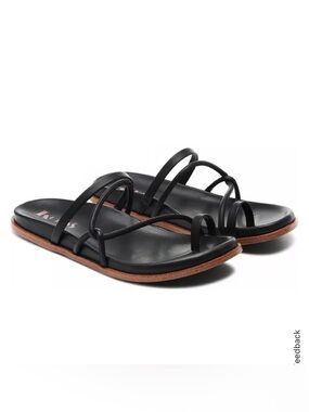 Korks Audra Strappy Sandals Women's Faux Leather Black Size US 10